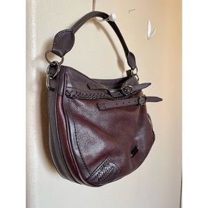 Burberry Burgundy Calf Skin Leather Shoulder Bag